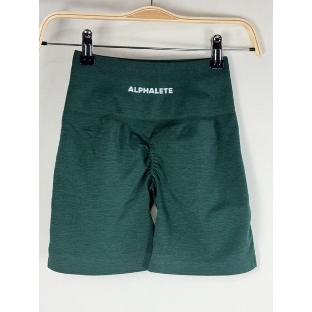 Alphalete Amplify Shorts Small Green Scrunch High Rise Seamless Gym